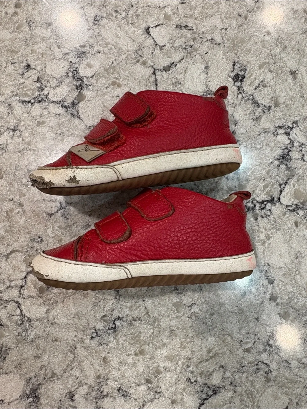 Red Baby Toddler Walker Leather Low Top Barefoot Sneaker Shoe - Little Love Bug